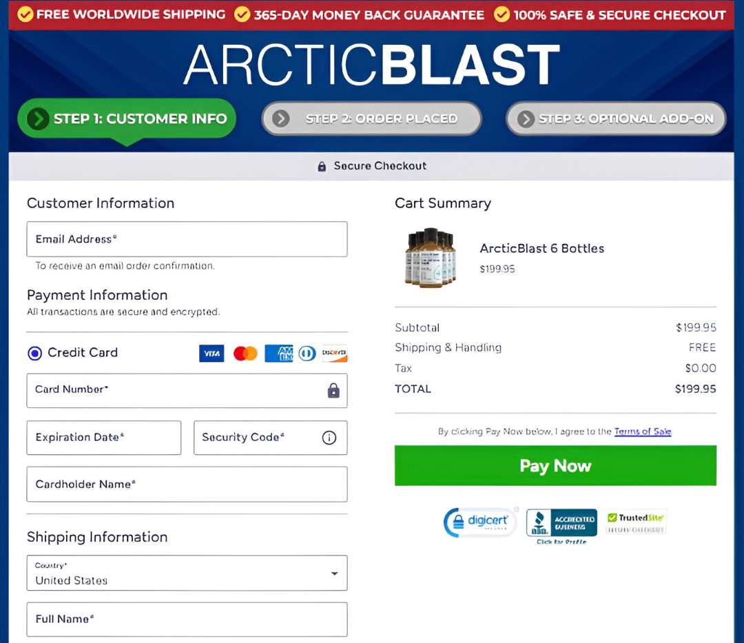 Arctic Blast Order Page